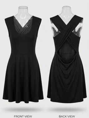 ​Hurley Black Criss Cross Open Back Skater Mini Dress Size Medium